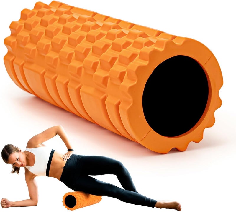 Krightlink Foam Roller High Density 13" Patented Exercise Roller for Deep Tissue Muscle Massage, Muscle Massage and Myofascial Trigger Point Release, Relieves Muscle Pain, Improves Mobility (Orange) - Image 1